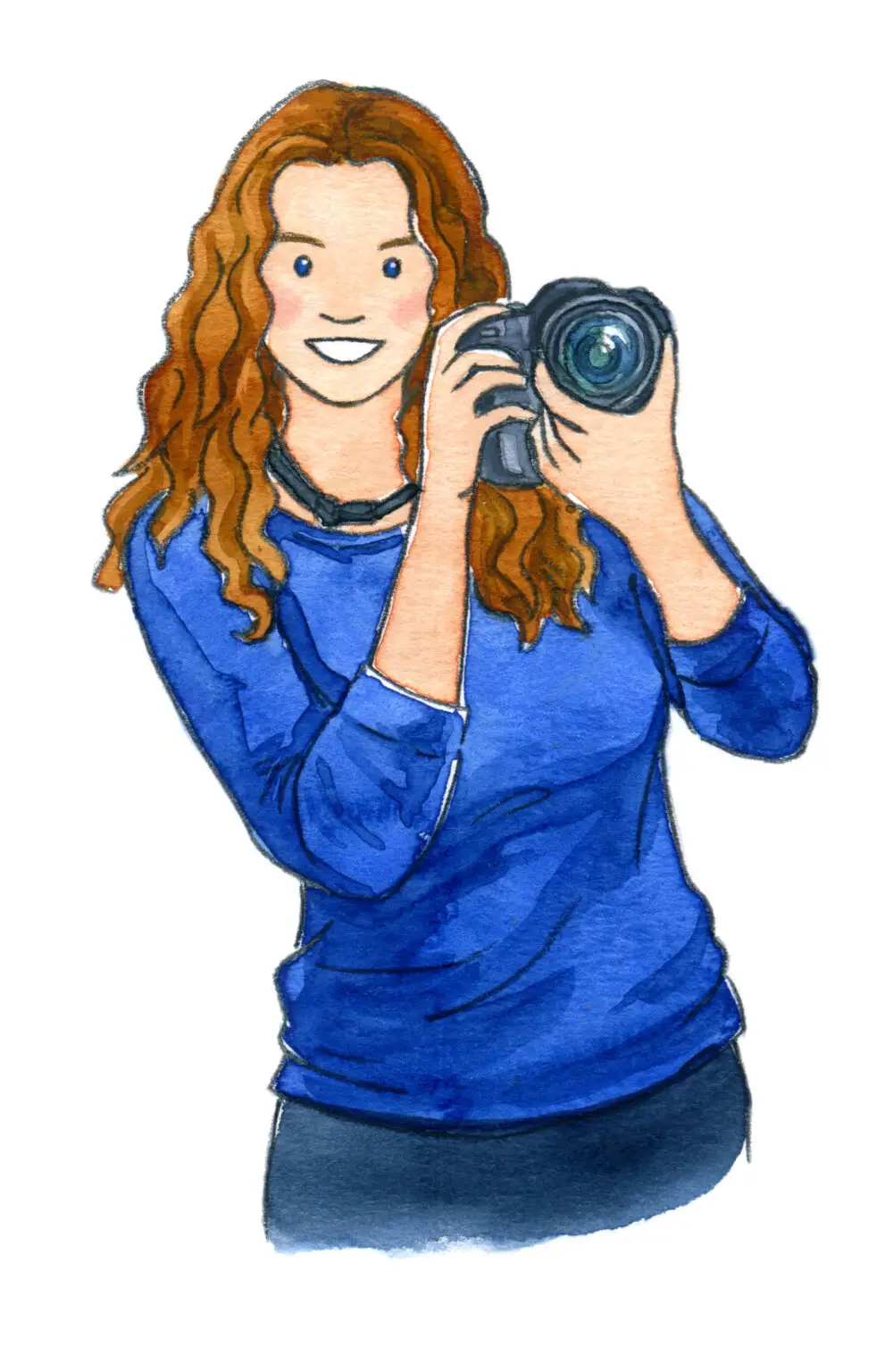 Illustration of Maisie O'Brien holding a camera